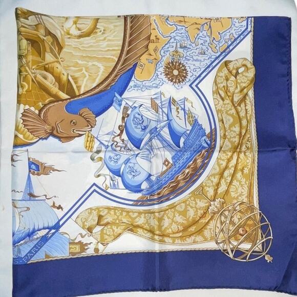 Hermes Carré 90 Au Dela Des Cinq Mers Scarf Boxed NWT - Picture 11 of 16